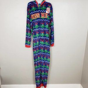 Christmas Adult Onsie Kiss Me Mistletoe Pajamas